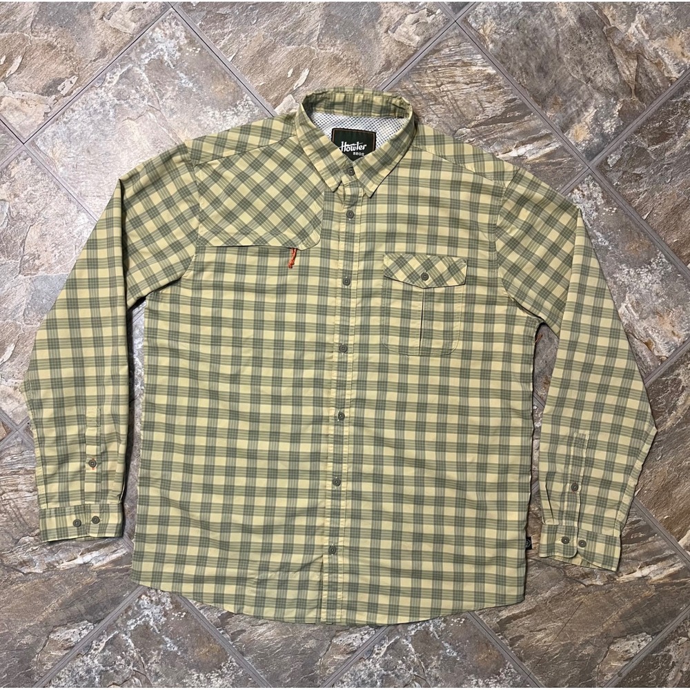 Howler Bros Matagorda Shirt Mens Large Green Plaid Excellent Technical Fishing